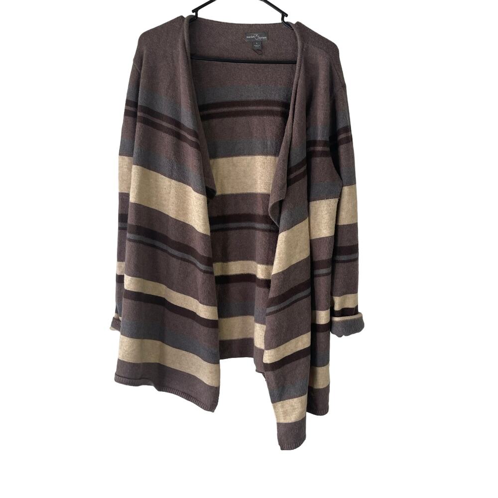 Market & Spruce Women's Size Large‎ Earth Brown Tones Soft Open Front Cardigan